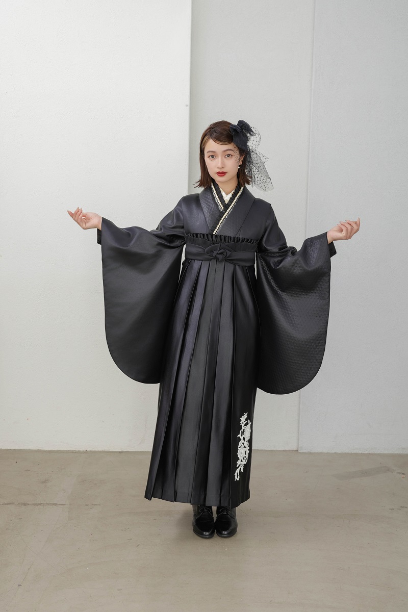 ラフィネモカ二尺袖/卒業袴 レザリーダイヤRM-177/RH-101【ブラック/ブラック】 - 画像 (6)