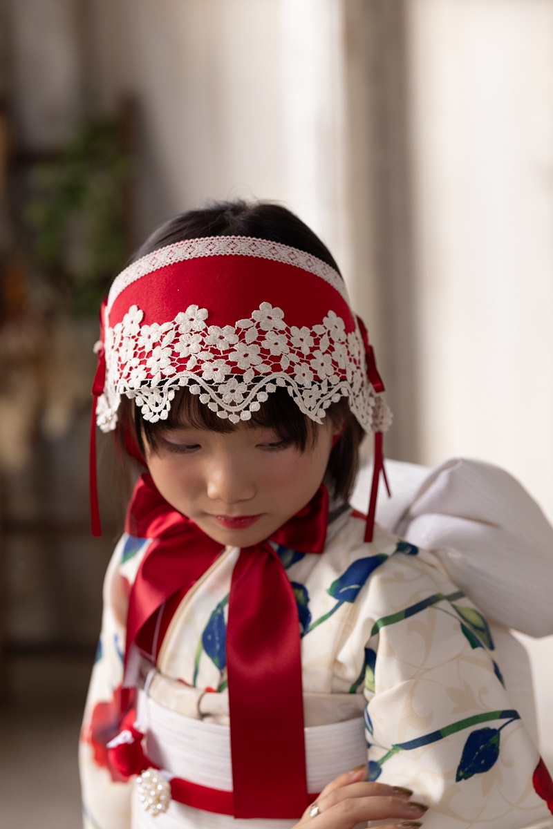 【現品】ラフィネココ・ロザリー 7歳きもの RC620-A【白赤】 - 画像 (21)