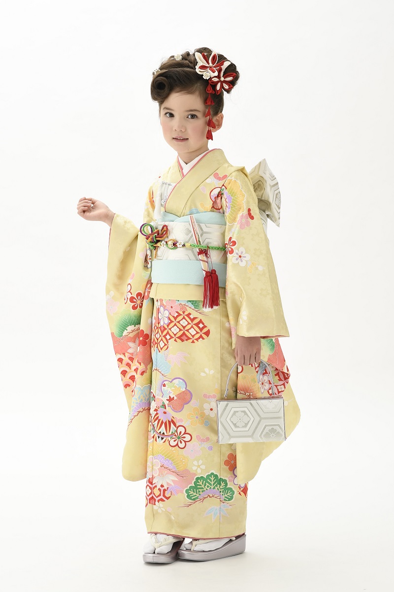 花うさぎ7歳きもの HM-1松竹梅【クリーム】 - 画像 (3)