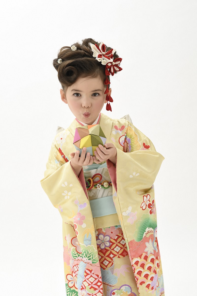 花うさぎ7歳きもの HM-1松竹梅【クリーム】 - 画像 (4)