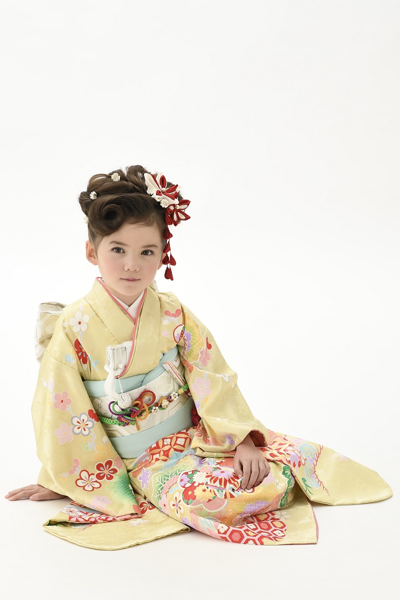 花うさぎ7歳きもの HM-1松竹梅【クリーム】 - 画像 (2)