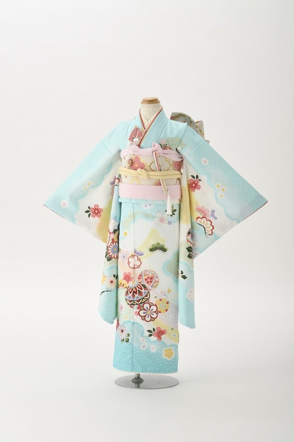 花うさぎ7歳きもの HO-2【水色】