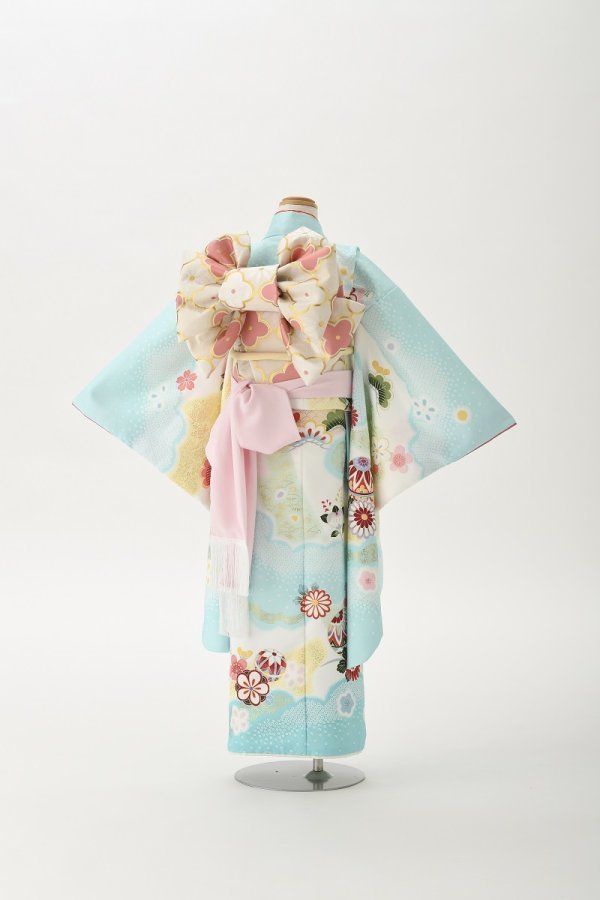 花うさぎ7歳きもの HO-2【水色】 - 画像 (2)