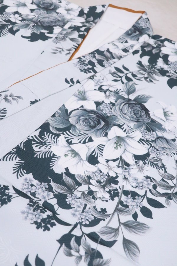 【特別現品】13才着物「RTG2409-13ｄ洋花」ﾌﾞﾙｰｸﾞﾚｰ - 画像 (4)