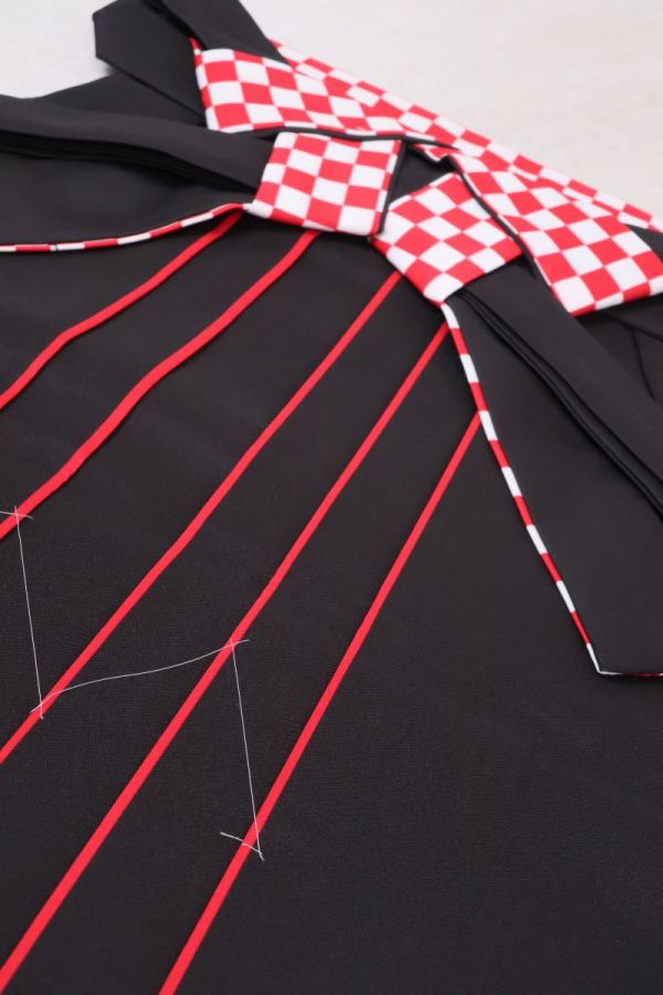 卒業袴「RD-4」黒×市松赤 95㎝/L - 画像 (2)