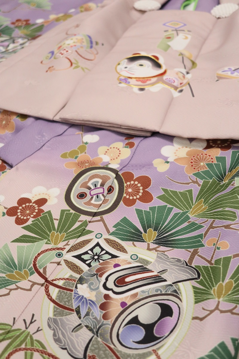 【受注品】 3歳男児被布アンサンブル 陽気な天使No.3「扇」【紫】 - 画像 (3)