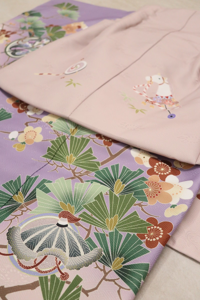 【受注品】 3歳男児被布アンサンブル 陽気な天使No.3「扇」【紫】 - 画像 (9)