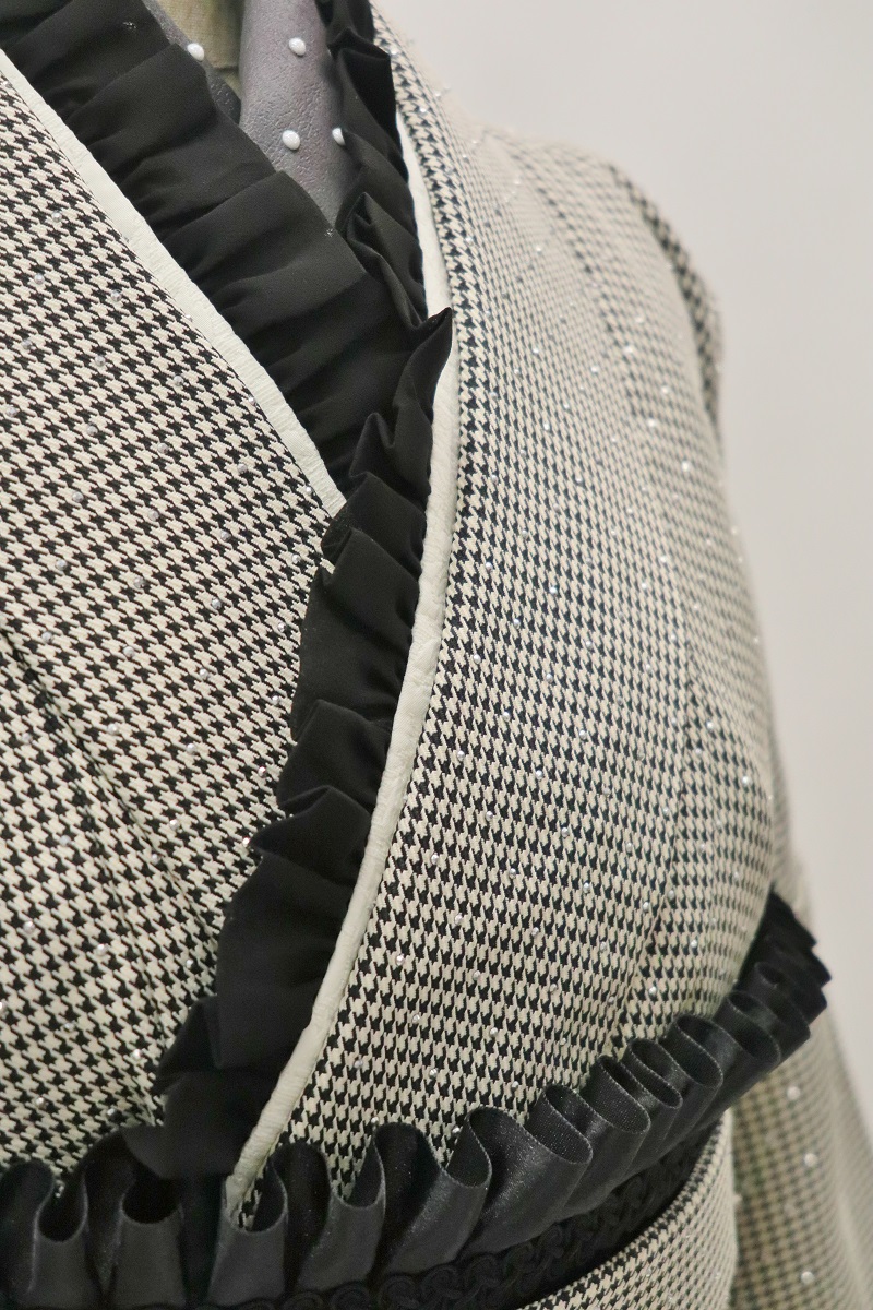 二尺袖/卒業袴 ラインストン×千鳥 グレー セットアップ - 画像 (4)