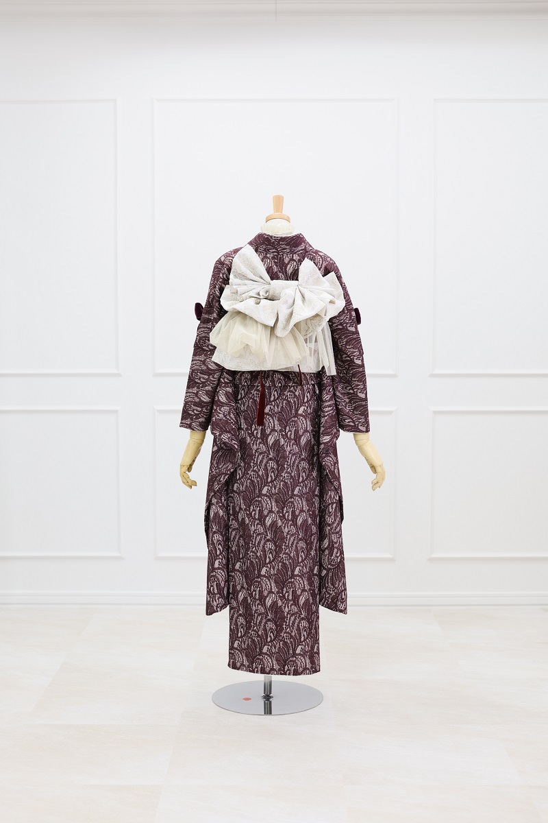 合繊振袖ラフィネモカ GF-64 -レース&リボン-【ヴァーガンディ】 - 画像 (5)