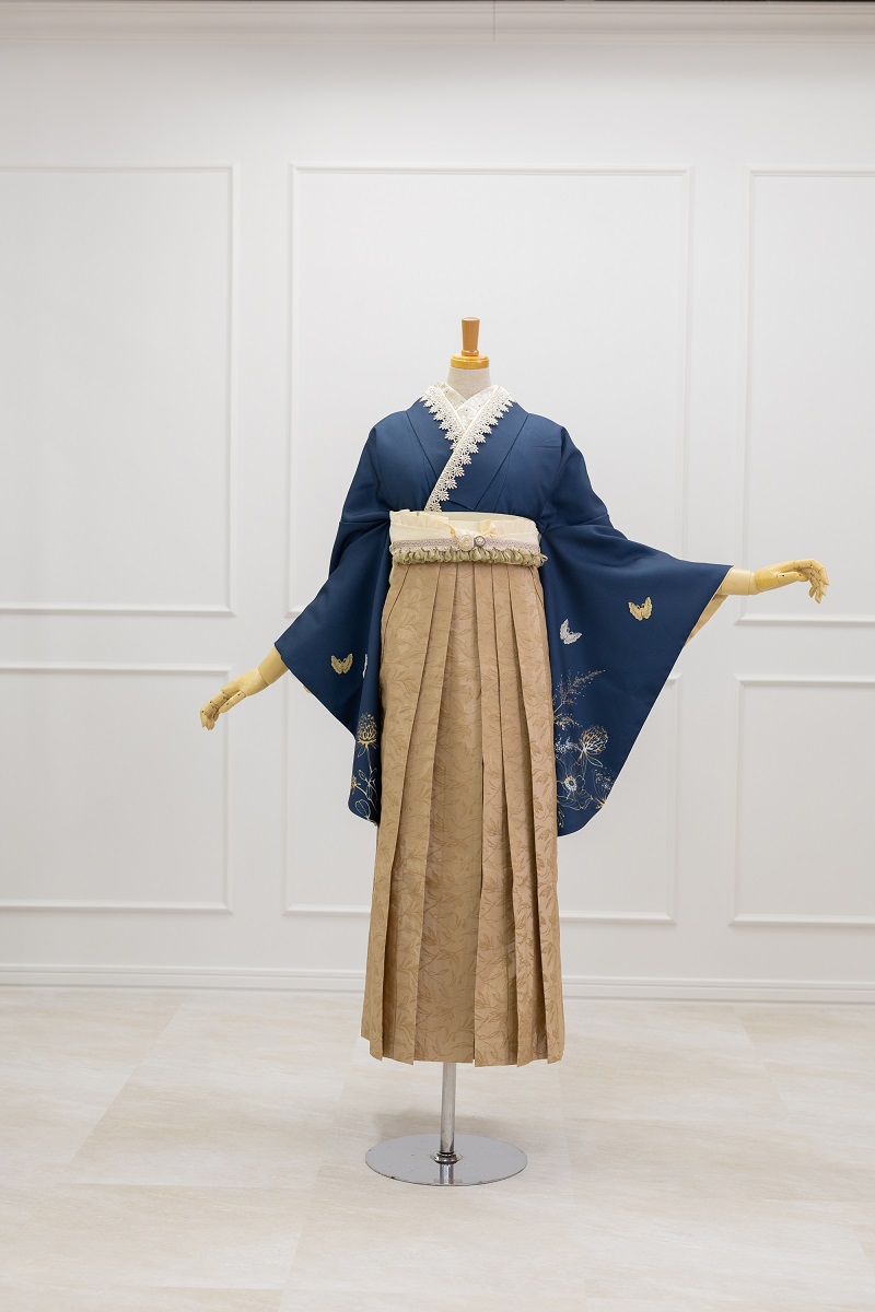 ラフィネモカ二尺袖/卒業袴 デイドリーム(袖花小紋)RM-144/RH-77【ネイビー/キャメル】 - 画像 (4)