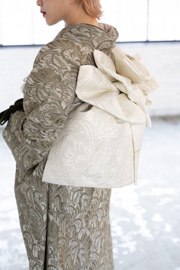 袋帯【正絹】振袖用 GFO-63 白シルバー - 画像 (5)