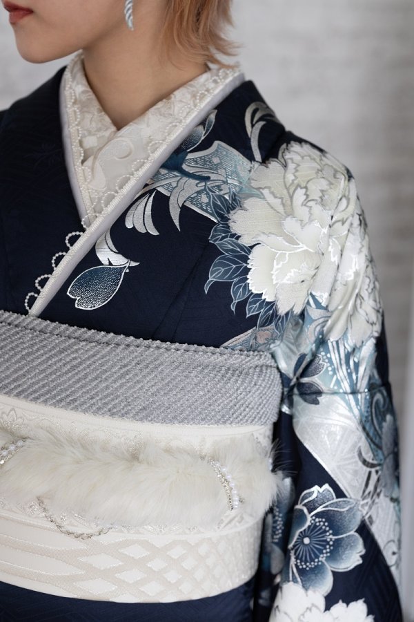 袋帯【正絹】振袖用RFO-32 ホワイトシルバー - 画像 (5)