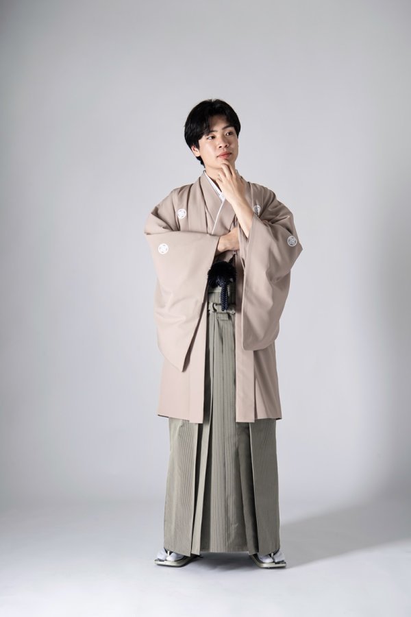 羽二重メンズ羽織着物-№706- 【ベージュ】