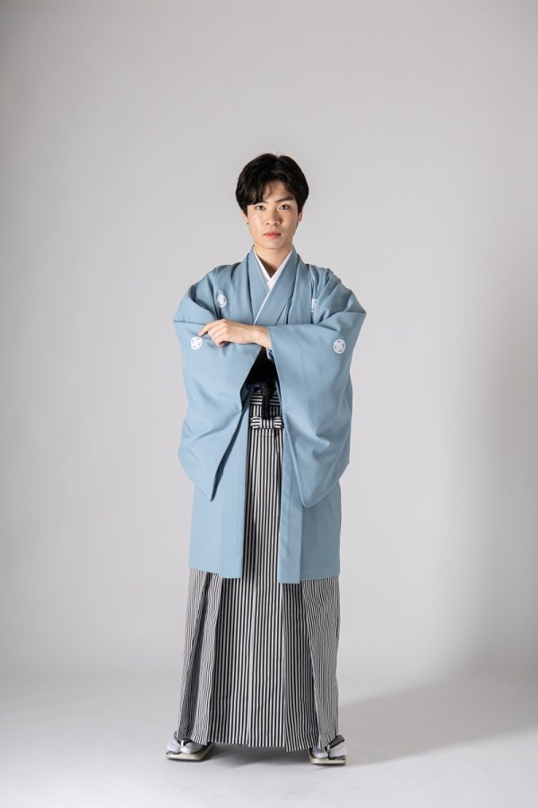 羽二重メンズ羽織着物-№.704- 【ライトブルー】