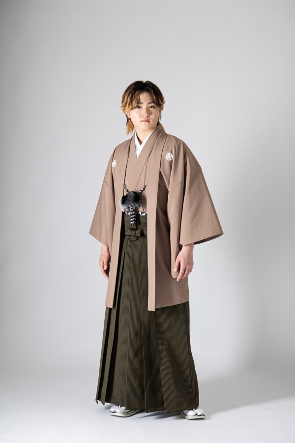 羽二重メンズ羽織着物-№.705- 【モカベージュ】