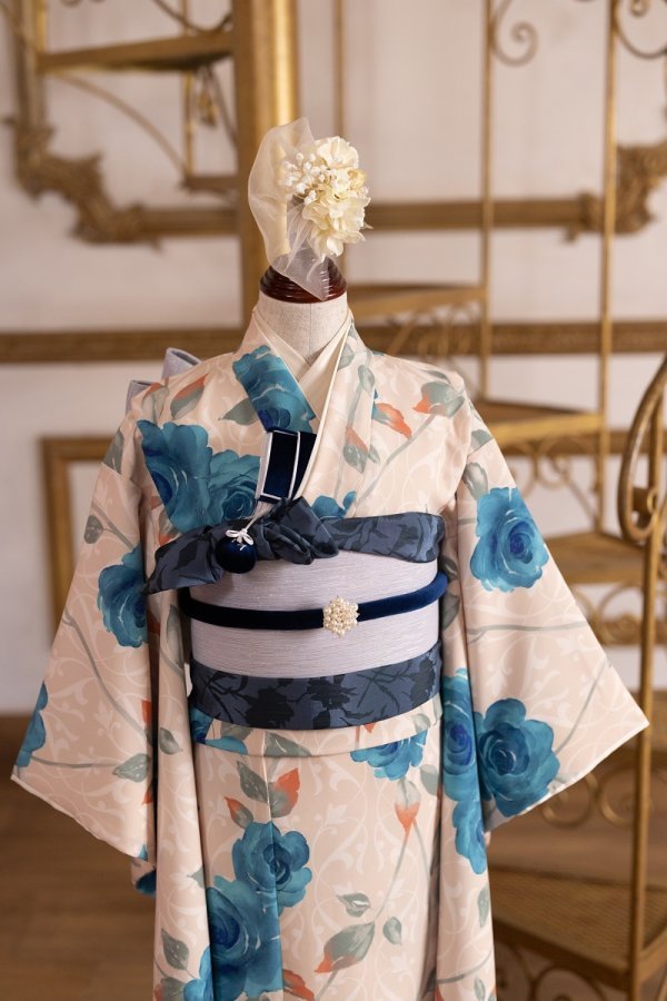 【現品】ラフィネココ・ロザリー 7歳きもの RC620-B【ﾍﾞｰｼﾞｭ青】 - 画像 (4)