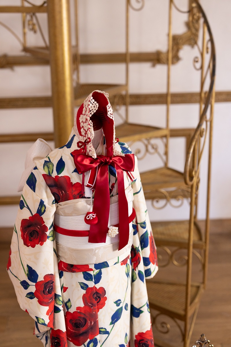 【現品】ラフィネココ・ロザリー 7歳きもの RC620-A【白赤】 - 画像 (3)