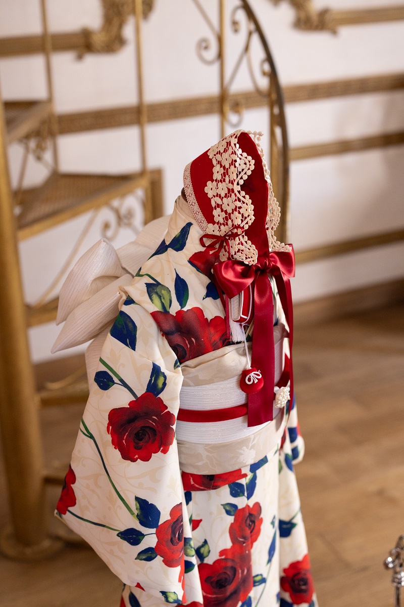 【現品】ラフィネココ・ロザリー 7歳きもの RC620-A【白赤】 - 画像 (5)