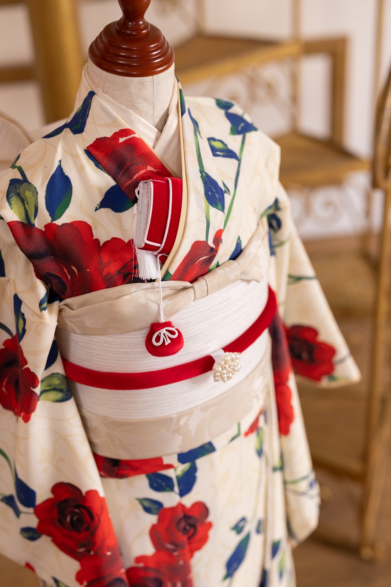 【現品】ラフィネココ・ロザリー 7歳きもの RC620-A【白赤】 - 画像 (9)