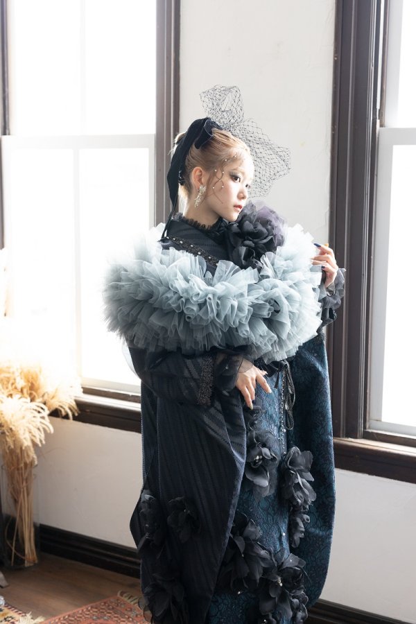 デザイン振袖 「リューサ・ローズ」DK-004B ネイビーグリーン - 画像 (4)