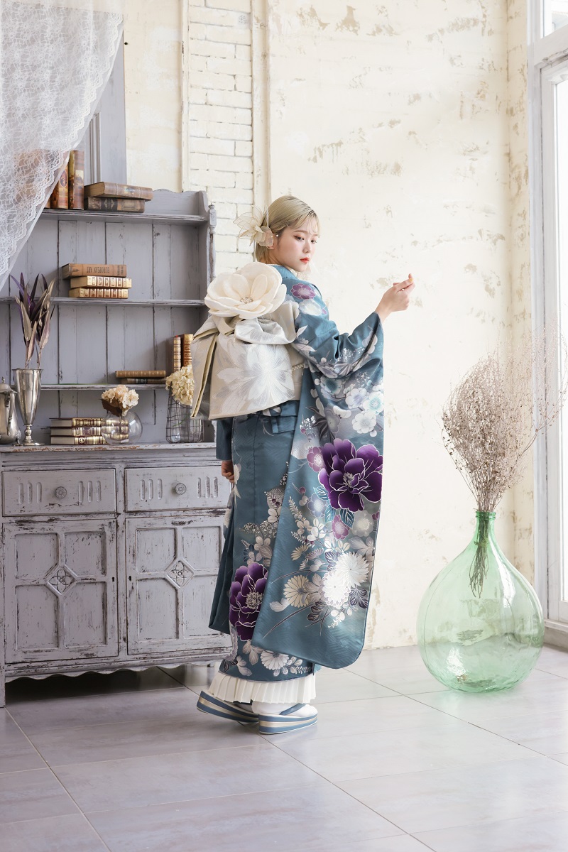 正絹振袖ラフィネモカ RF-31 -グレイシュ・ラグーン- - 画像 (3)