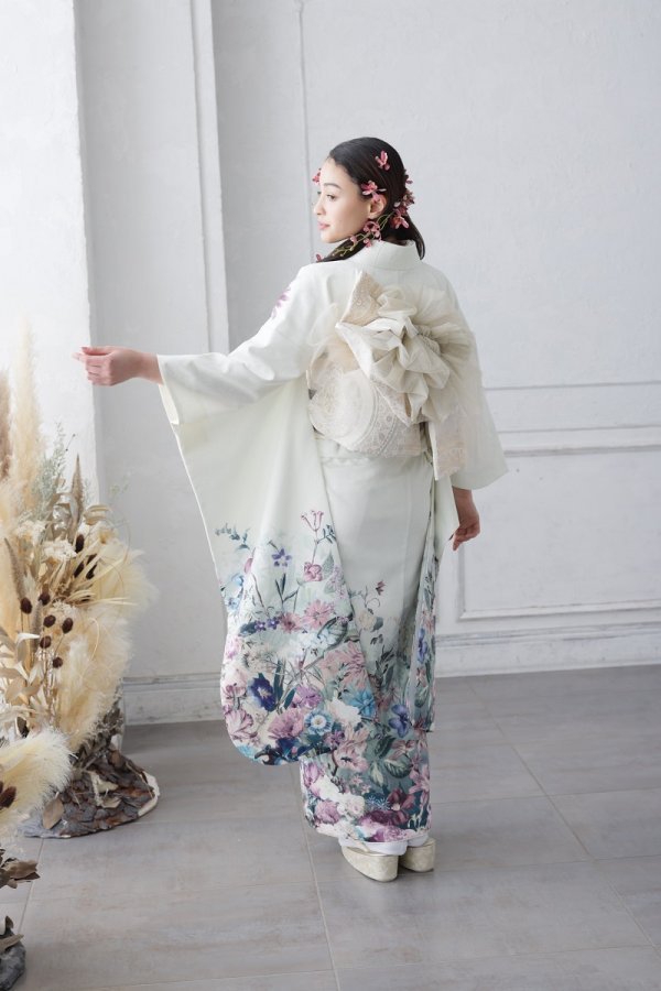 合繊振袖ラフィネモカ GF-67 -フラワーガーデン-【オフ白】 - 画像 (3)