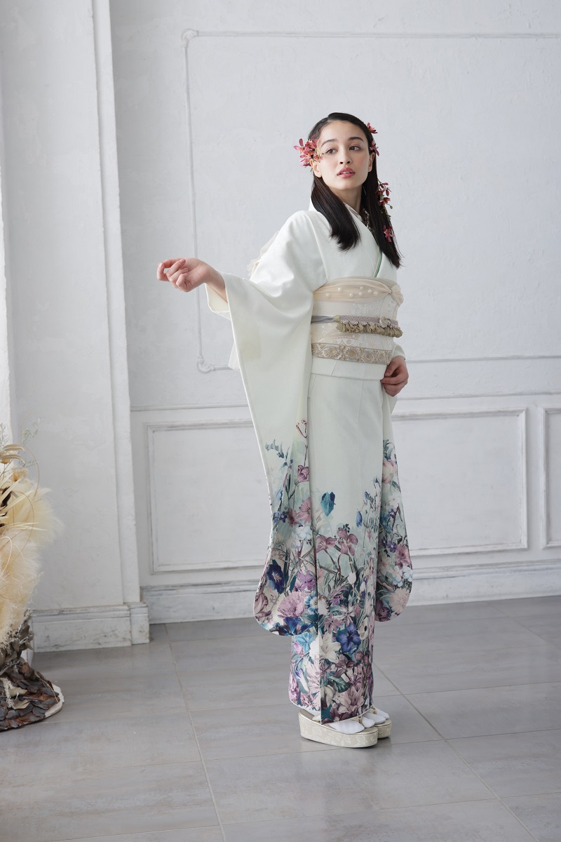 合繊振袖ラフィネモカ GF-67 -フラワーガーデン-【オフ白】 - 画像 (5)