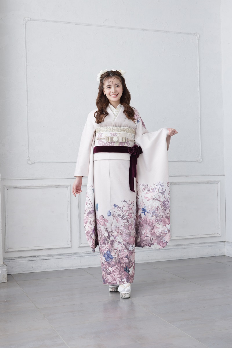 合繊振袖ラフィネモカ GF-68 -フラワーガーデン-【ピンク】