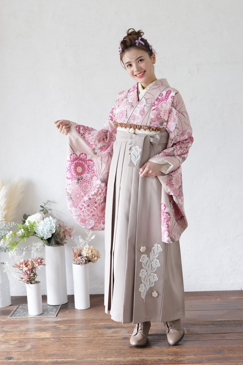 ﾗﾌｨﾈﾓｶ二尺袖　くす玉　ローズピンクRM-134【ﾋﾟﾝｸ/ﾍﾞｰｼﾞｭ】 - 画像 (2)