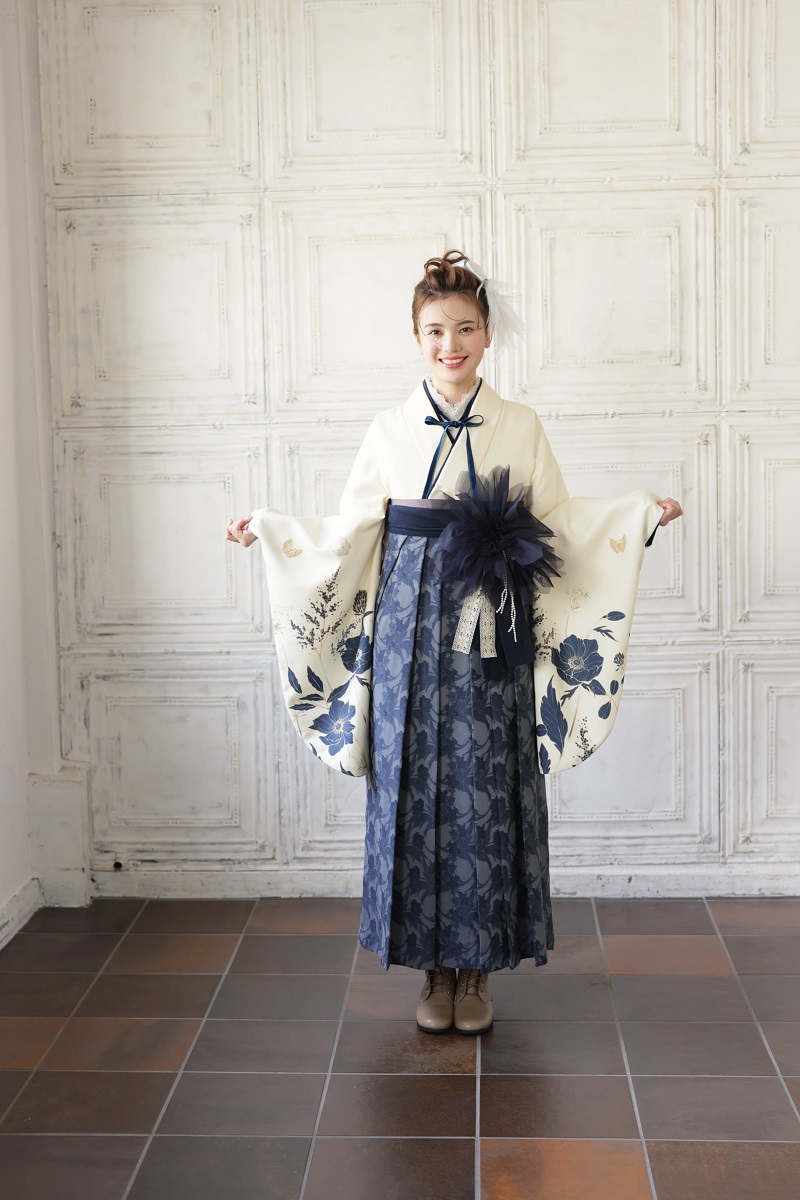 ラフィネモカ卒業袴 ラフィネモカRH-79【ネイビー】 87cm/S - 画像 (2)