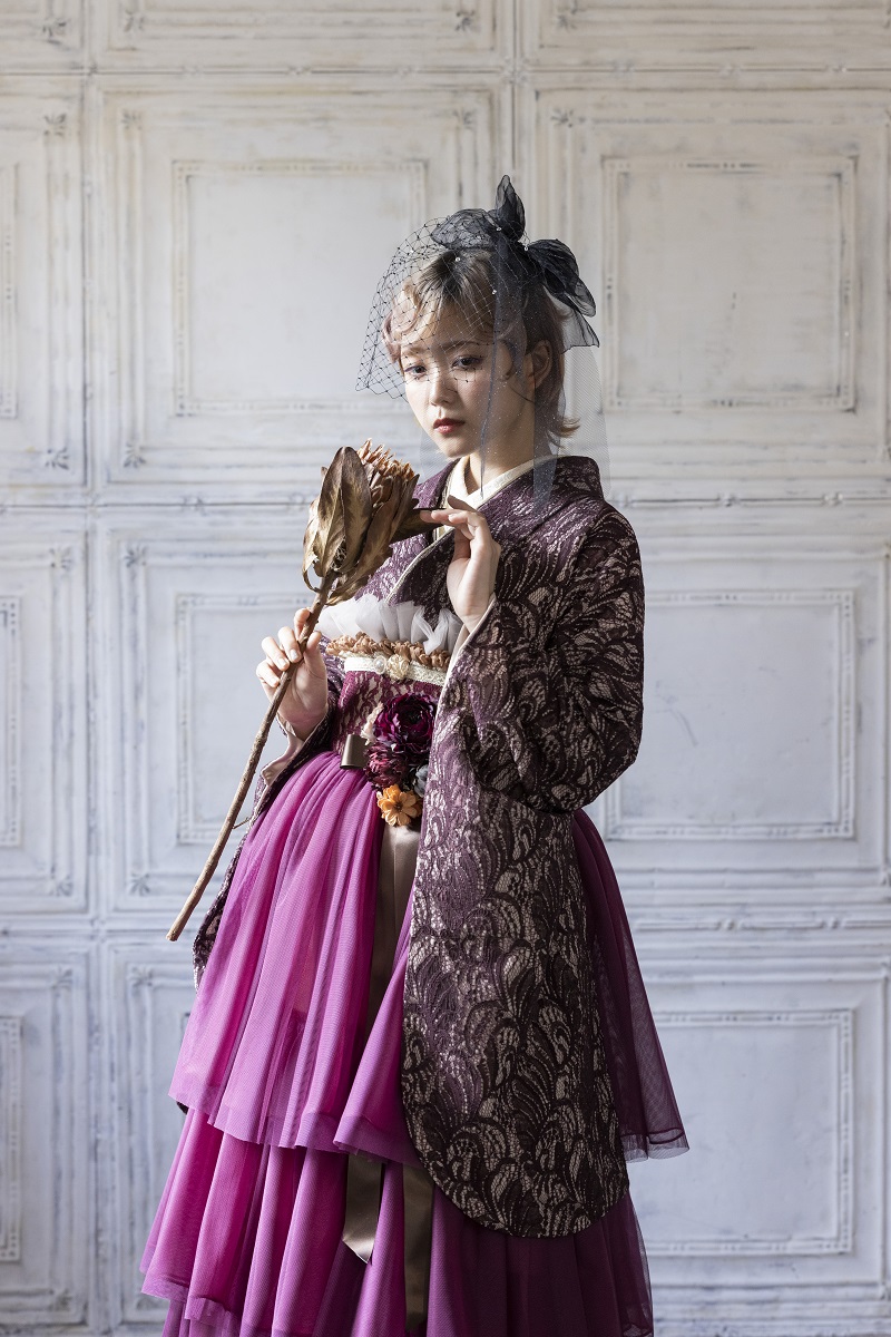 ラフィネモカ二尺袖/ドレス袴 ラフィネモカ レース&リボンRM-148/RH-85【ヴァ-ガンディ/ワイン】 - 画像 (3)