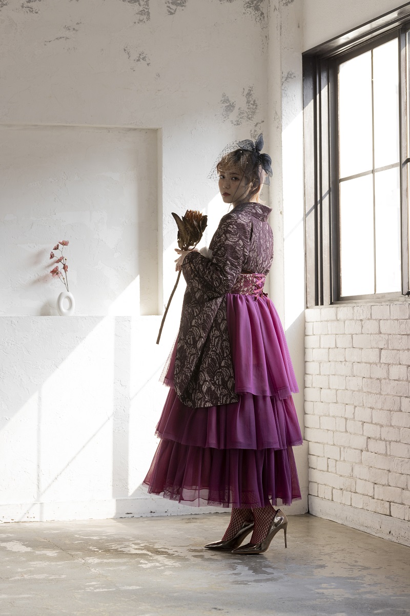 ラフィネモカ二尺袖/ドレス袴 ラフィネモカ レース&リボンRM-148/RH-85【ヴァ-ガンディ/ワイン】 - 画像 (5)