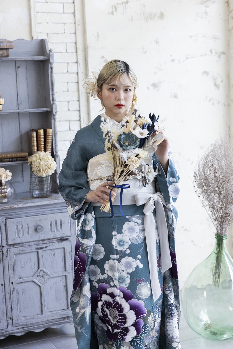 正絹振袖ラフィネモカ RF-31 -グレイシュ・ラグーン- - 画像 (4)