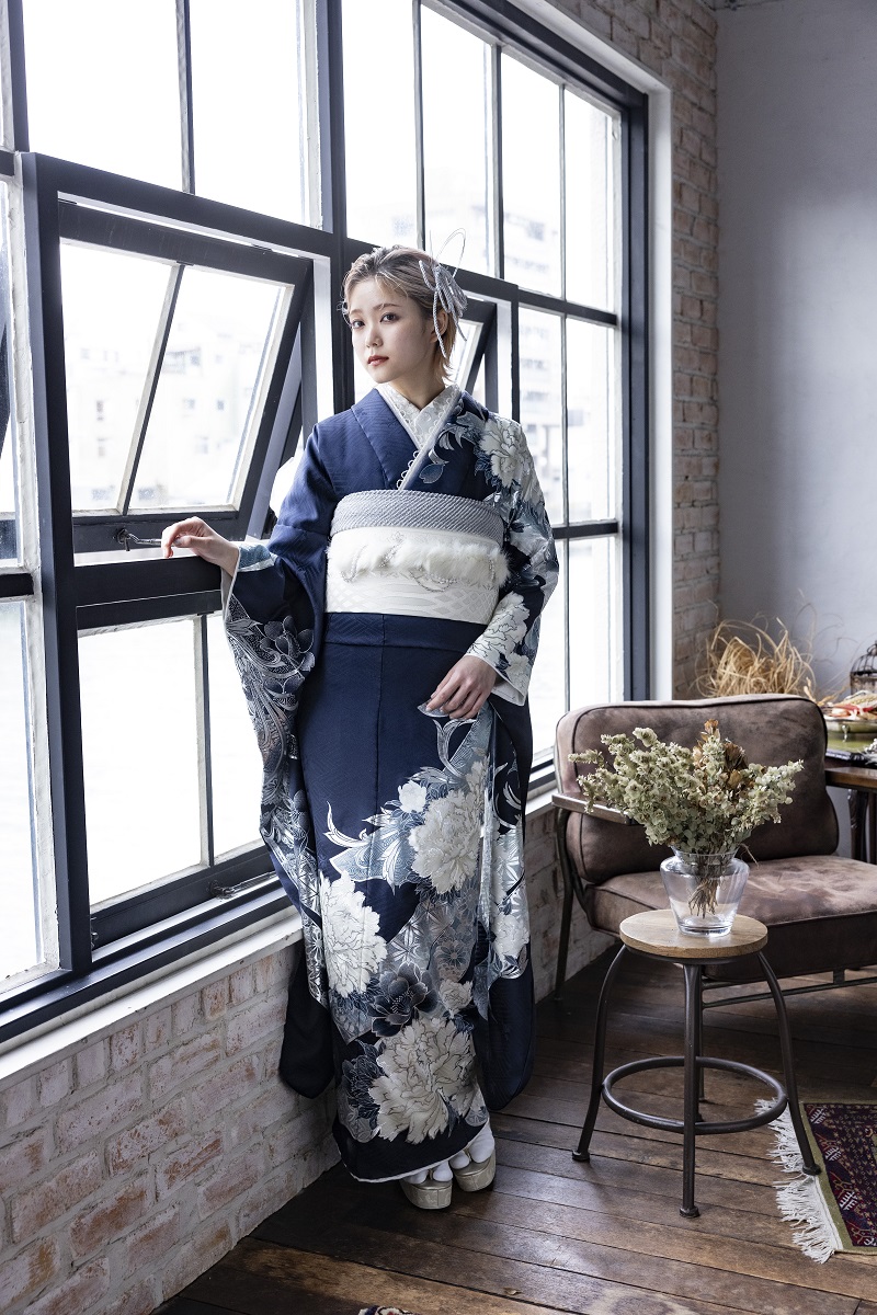 正絹振袖ラフィネモカ RF-32 -ロンドン・トワイライト- - 画像 (3)