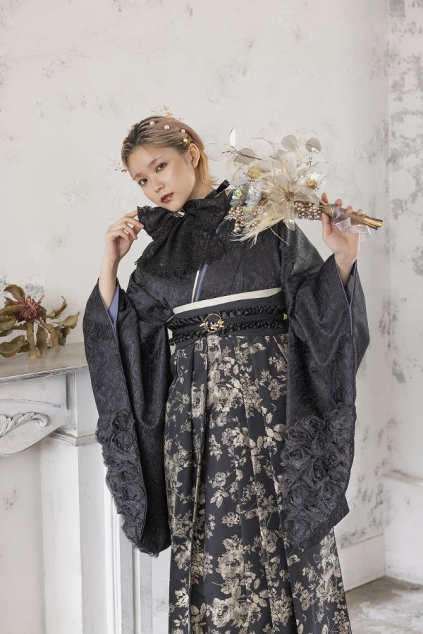 ラフィネモカ卒業袴 RH-80【黒】87cm/S - 画像 (2)