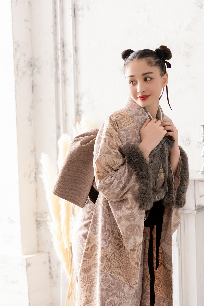 袋帯【正絹】振袖用 GFO-62 ブラウン - 画像 (2)