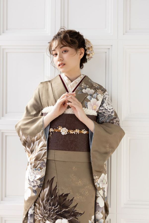 袋帯【正絹】振袖用 RFO-55 ブラウン - 画像 (4)