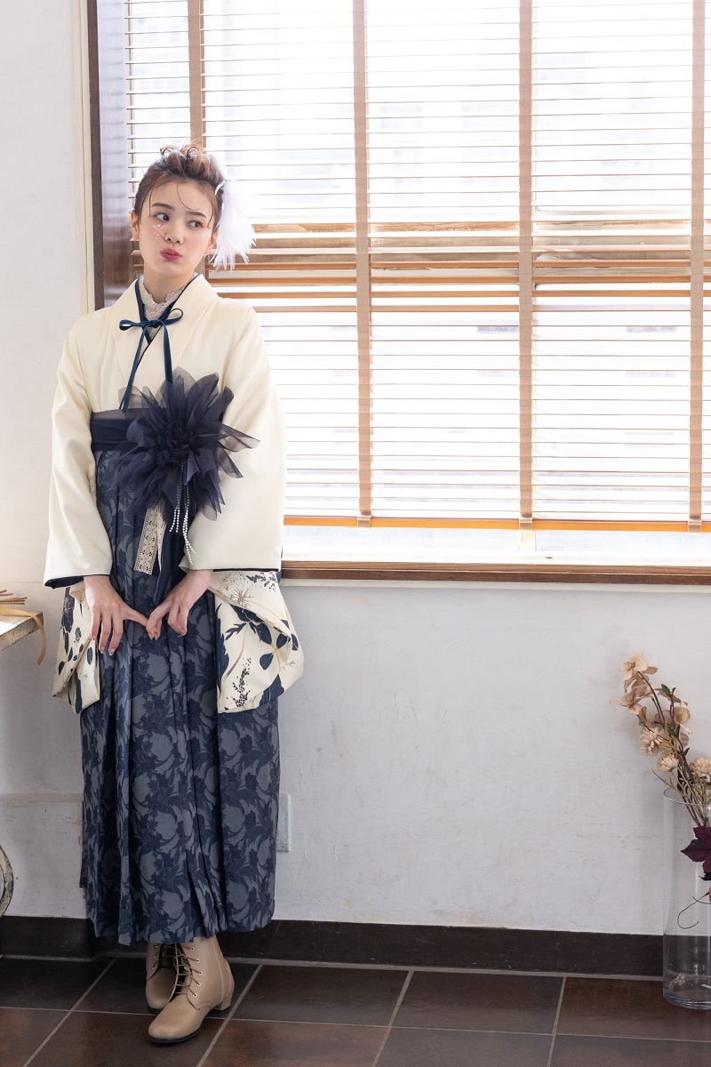 ラフィネモカ卒業袴 ラフィネモカRH-79【ネイビー】 87cm/S - 画像 (4)