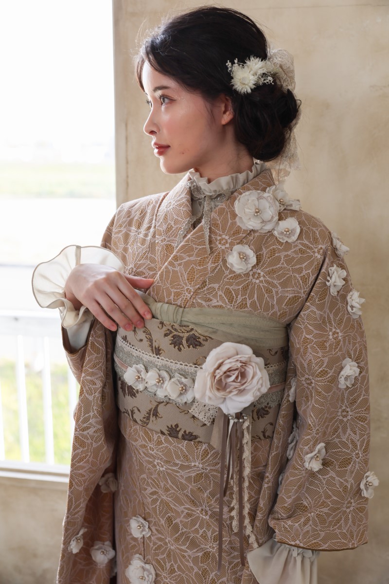 【ｱｳﾄﾚｯﾄ】合繊振袖ラフィネモカ GF-57 -フィオラ・ドール- - 画像 (8)