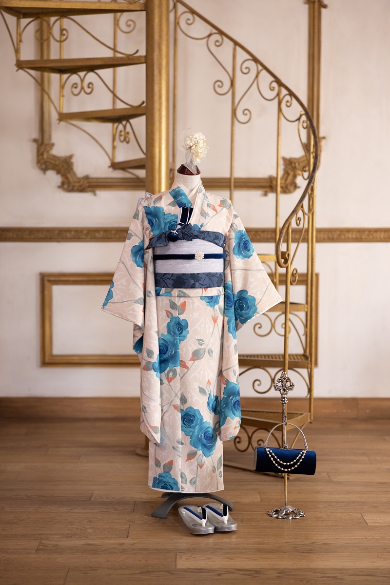 【現品】ラフィネココ・ロザリー 7歳きもの RC620-B【ﾍﾞｰｼﾞｭ青】