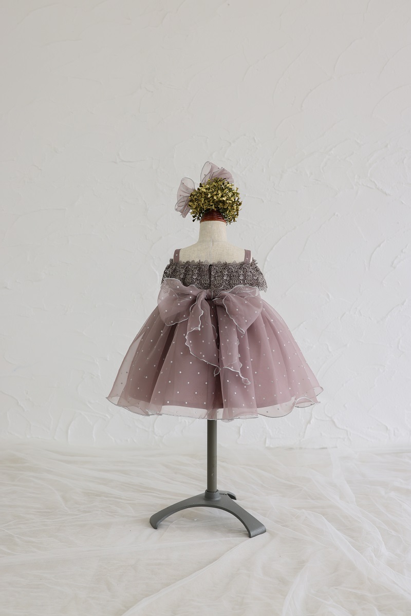 【現品80cm】ショートドレスR-142 モーブ - 画像 (3)