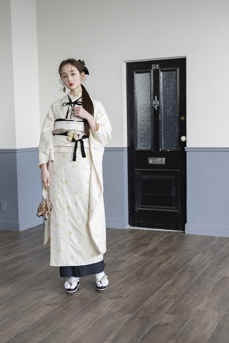 【ｱｳﾄﾚｯﾄ】合繊振袖ラフィネモカ GF-53 - ドルチェ-【ﾊﾆｰﾍﾞｰｼﾞｭ 】