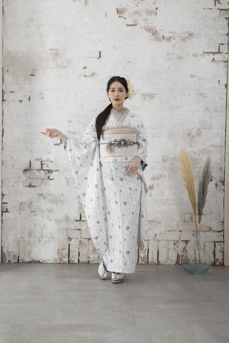 【アウトレット】合繊振袖ラフィネモカ GF-52 - ドルチェ-【スノーホワイト 】