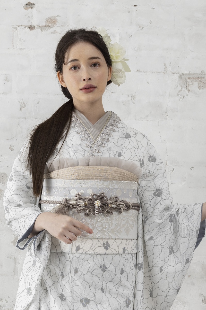 【アウトレット】合繊振袖ラフィネモカ GF-52 - ドルチェ-【スノーホワイト 】 - 画像 (2)