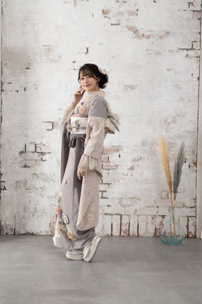 合繊振袖ラフィネモカ GF-51 -レース&ジャガード- - 画像 (5)