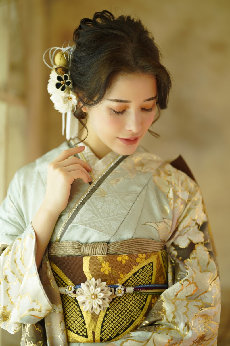 正絹振袖ラフィネモカ RF-14 -オパールグリーン- - 画像 (5)