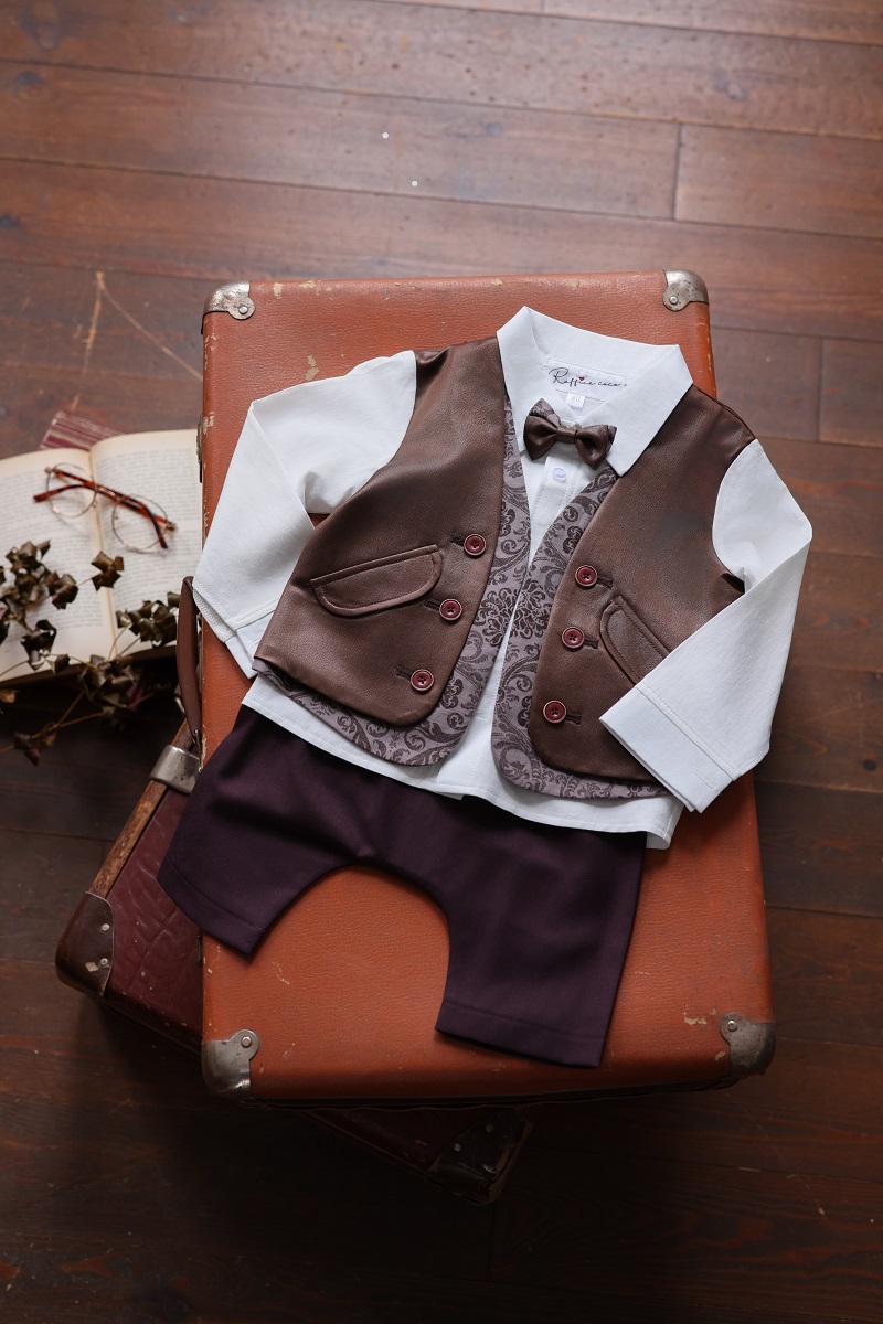 【現品80㎝】ベビータキシード RTB-029 グレージュ