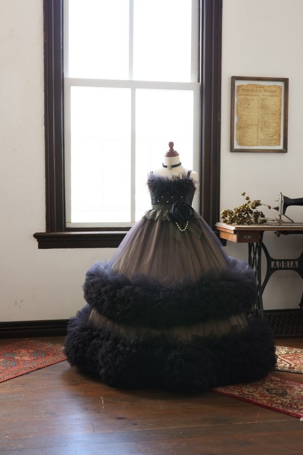 【現品120㎝】ロングドレスR-131 ブラック