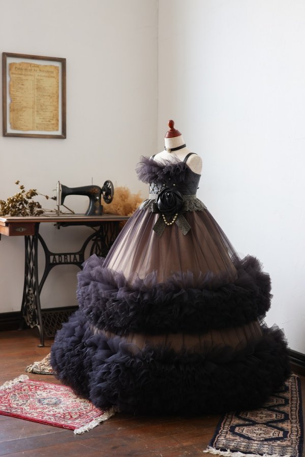 【現品120㎝】ロングドレスR-131 ブラック - 画像 (3)