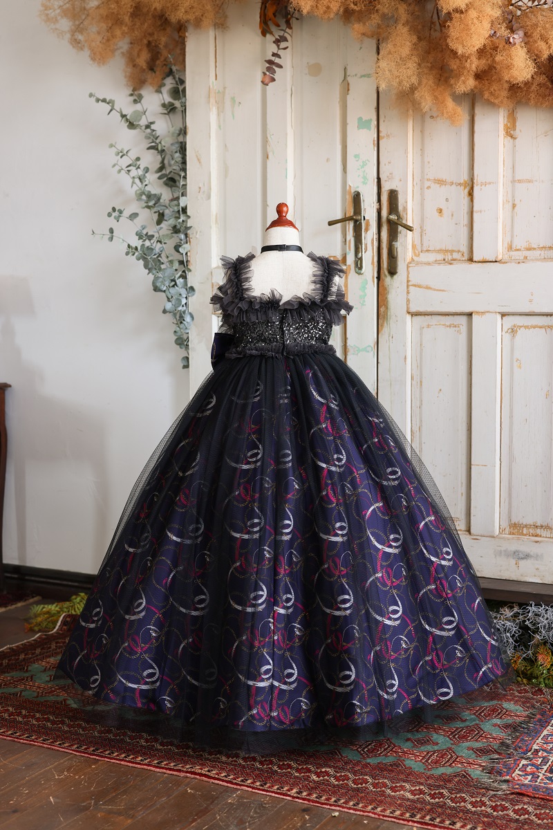 【現品120㎝】ロングドレスR-132 ネイビー - 画像 (2)